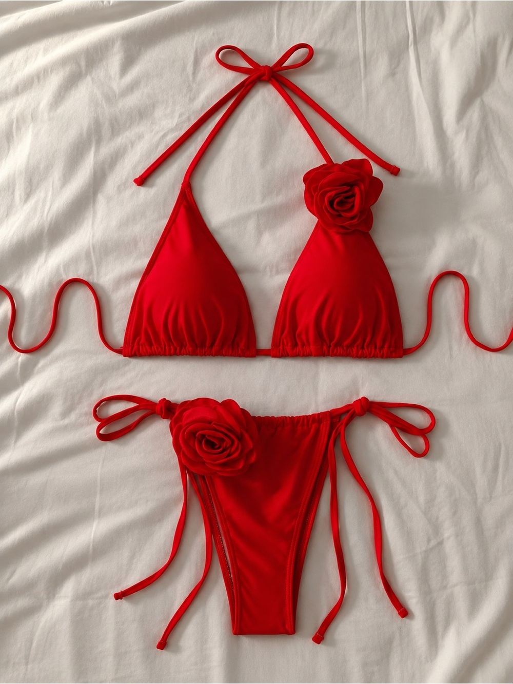 summersalt Red Floral Tie-String Bikini